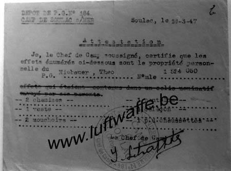 F-33780 Soulac. Attestation 1947 (WL177)